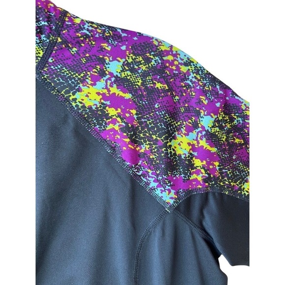 Noble Outfitters Womens Quarter Zip Performance Top Black Multi Color  Med - Picture 2 of 7